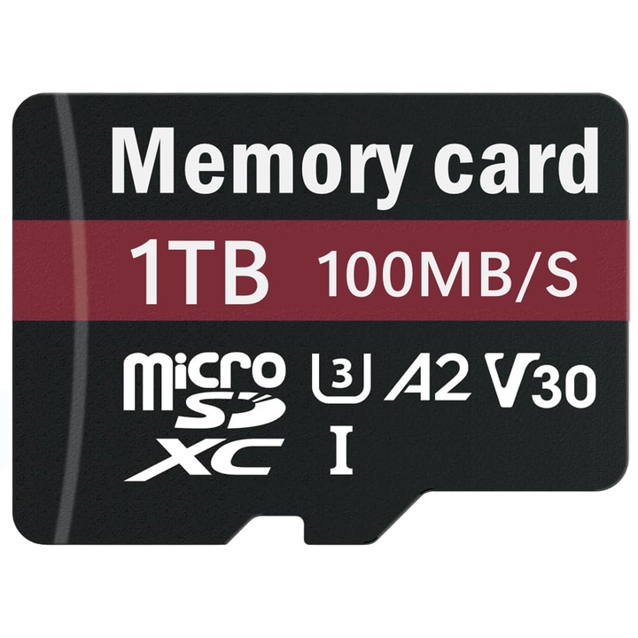 Card de memorie MicroSDXC 1TB UHS-I U3 A2 V30 cu adaptor SD, 100 MB/s, rezistent la apa si socuri