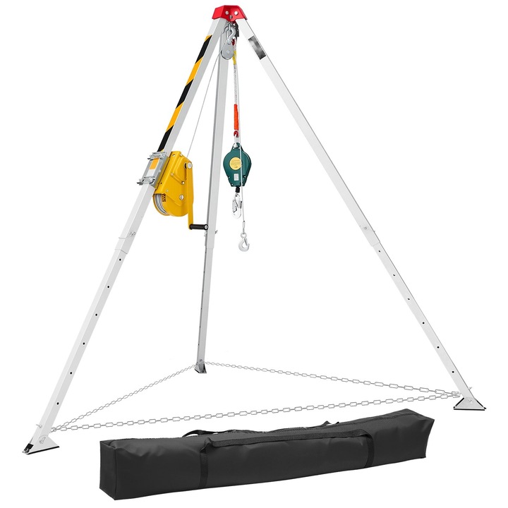 Kit trepied pentru spatii inchise, Sistem de salvare cu troliu, Capacitate 1179 kg, Cabla 30 m, Protectie cadere 10 m, Picioare reglabile 1, 45 m, Inaltime de lucru 1, 6–2, 45 m