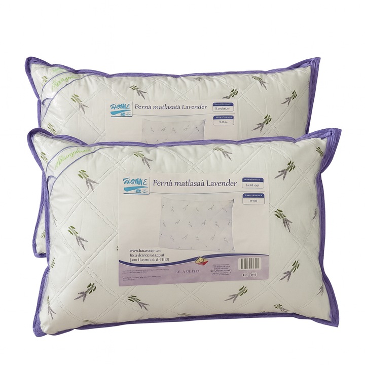 Set 2 Perne Matlasate Lavender Home Still, 50x70 cm, 700 g/buc, Microfibra