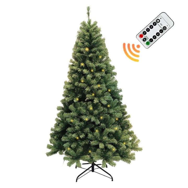 Műfenyő, Csuklós modell, 250 meleg fehér LED, PE tűlevelek, Kültéri, Álló, 4XL méret, Tejfehér