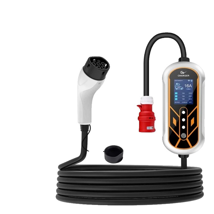 Incarcator EV, 11 KW, cablu 5m, TYPE2, design portabil, protectie IP65