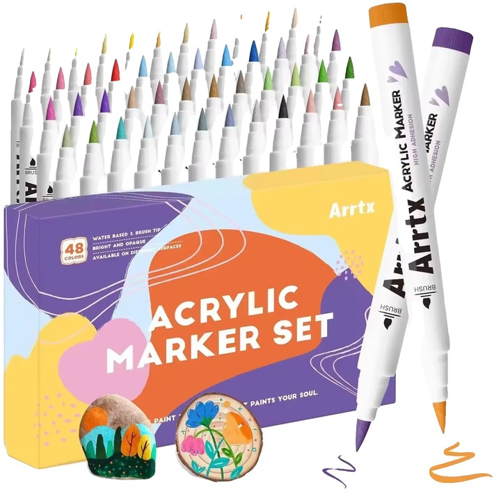Művész marker készlet, 48 szín, vízálló és gyorsan száradó tinta