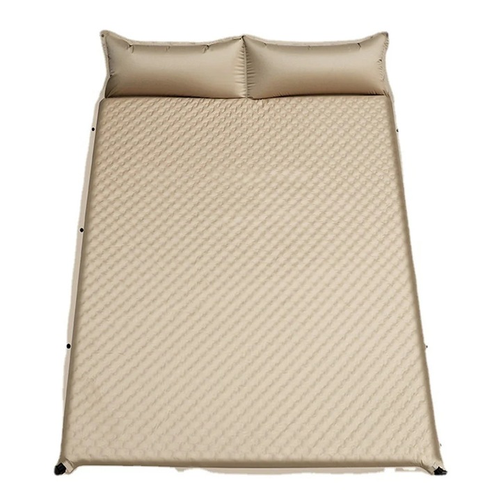 Saltea camping, Saltea de dormit gonflabila, 190 cm, Perna integrata, Capse pentru imbinare, Suprafata ondulata, Bumbac PE