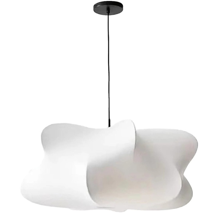 Lustra moderna nordica, inaltime ajustabila, 60 x 28 cm, fara bec E27, Alb