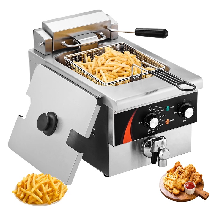 Friteuza 2000W 8L, Aigostar Ava Pro, neagra, dimensiuni 32,5x41x32cm