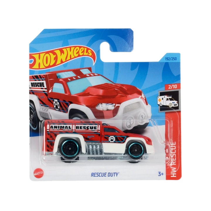 Masinuta Metalica Hot Wheels, Rescue Duty, HW Rescue 2023, Rosu, 1:64