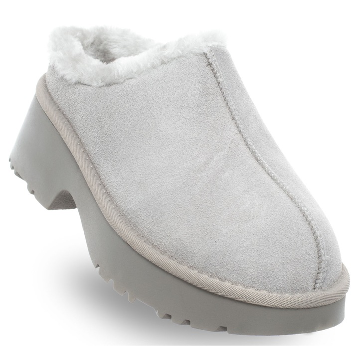 Saboti dama, Soprani Couture, piele naturala/textil, gri