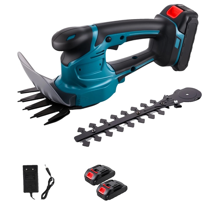 Trimmer electric pentru taierea arbustilor, 2 baterii, utilizare versatila, design ergonomic, usor de manevrat