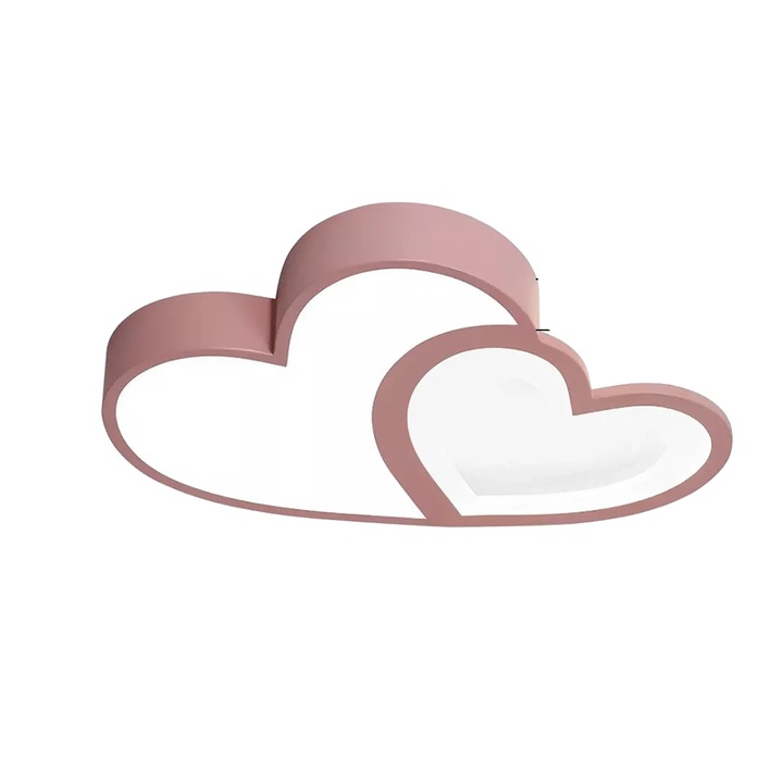 Mennyezeti lámpa, szív alakú design, LED technológia, rózsaszín szín, 40W, méretek 55x38x6cm