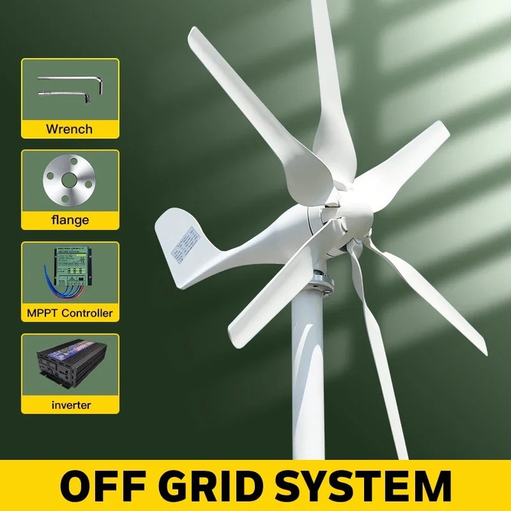 Generator eolian 1000W, sistem Off Grid, 48V, compatibilitate versatila, design durabil