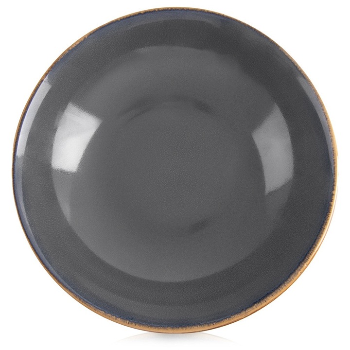 Farfurie adanca ceramica gri, 21x6cm, 900ml, set Artemis