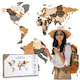 Harta Lumii din Lemn 3D Bej Maro 60x105 cm cu Orase – Decor de Perete, Puzzle Lemn cu Montaj Usor – Cadou Ideal pentru Calatori