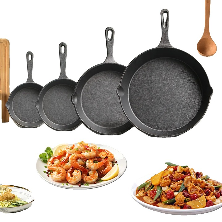 Чугунен тиган, 12 инча, за газови и индукционни котлони, лесен за почистване, екологичен