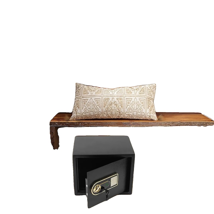 Seif electronic, acces cu cheie de urgenta, sac pentru documente ignifuge, negru, capacitate 30L