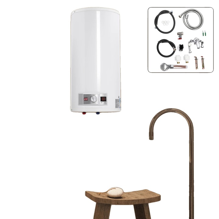 Boiler electric, 50L, montare pe perete, alb, 71x34cm