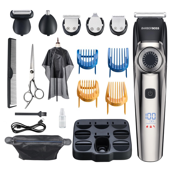 Aparat de Tuns Barba BARBERBOSS Qr-6089, Fără Fir, Rezistent la Apă