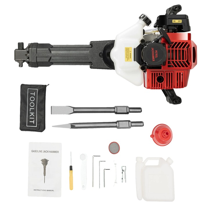 Bontókalapács, erős motor, sokoldalú véső opciók, piros