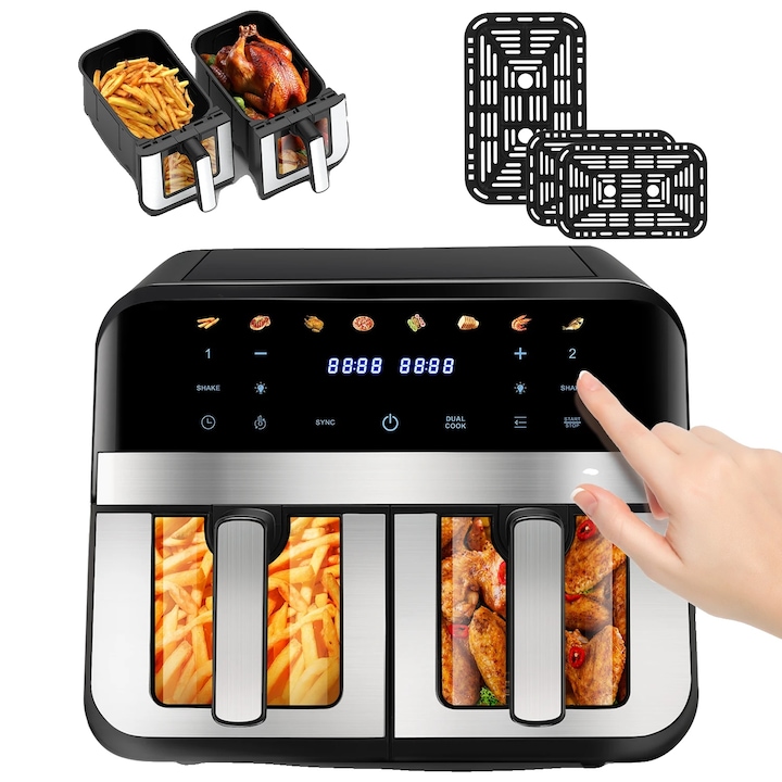 Friteuza cu aer cald, Hoffen HO-00017, 1000 W, 2,6 l, digitala, alba