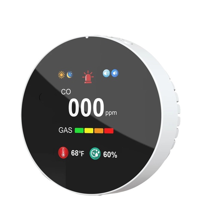 Detector de gaz, dual, monitorizare in timp real, alb