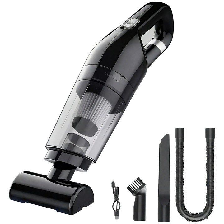 Aspirator de mana, portabil, 120 W, 10000Pa, 12.6x4.7x4.7 in, pentru acasa si masina