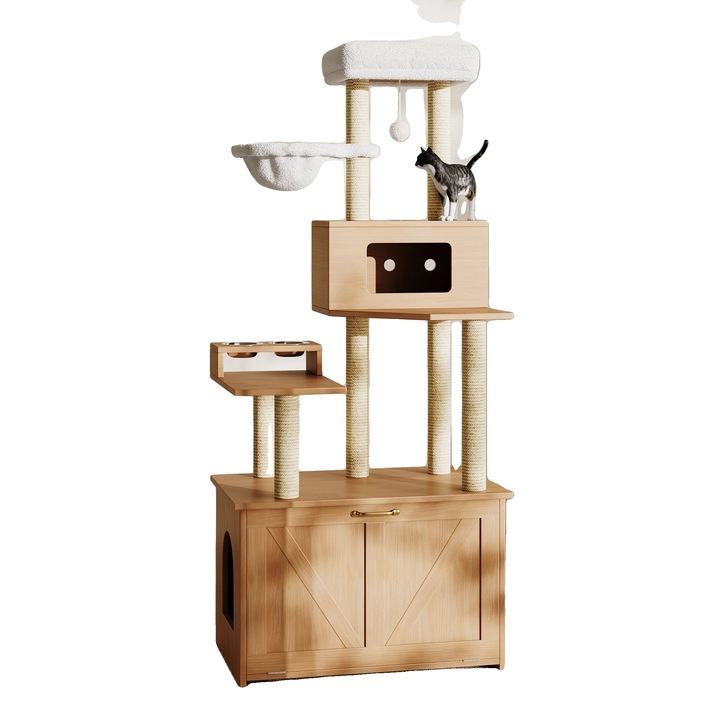 Turn de joaca pentru pisici, 60x24x25in, include hamac, design anti-rasturnare