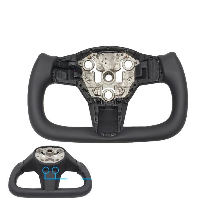 Husa volan personalizata, piele moale, neagra, pentru Model 3 si Model Y