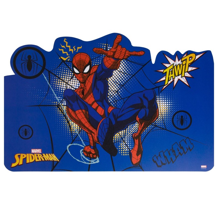Suport Farfurie Albastru cu Model Figurina Spiderman din PP 43x28cm