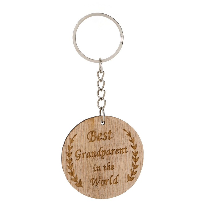 Fából készült ajándék kulcstartó "A világ legjobb nagyszülője"