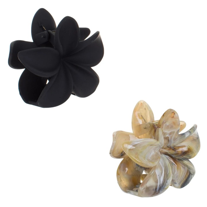 Set Clame Par Floare Neagra Mata & Marble 8cm - 2buc