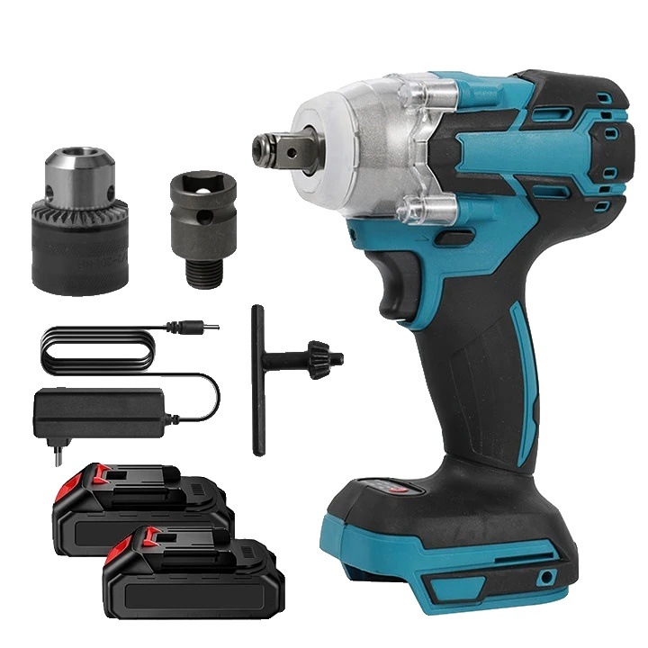 Cheie cu impact, 520 Nm, motor fara perii, 2 acumulatori