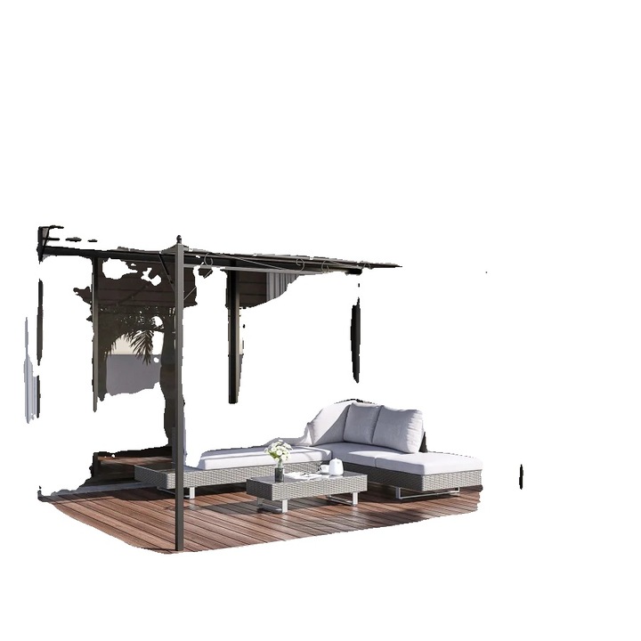 Pavilion de gradina, 297x297cm, 198cm inaltime fata, 250cm inaltime spate, rezistent la intemperii, montare pe perete