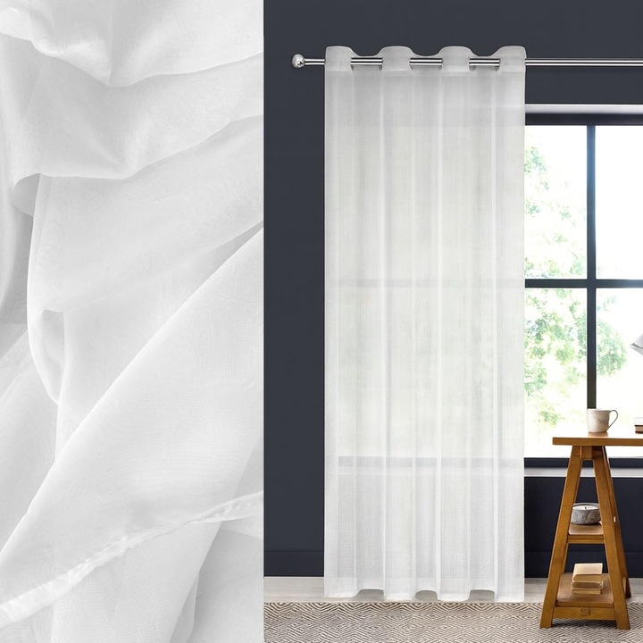 Декоративна завеса от бял воал с халки 140x250см