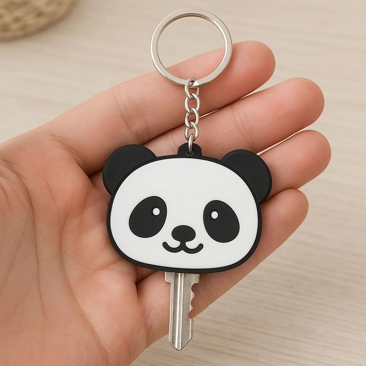 Kulcstartó panda mintás kulcstartó tokkal