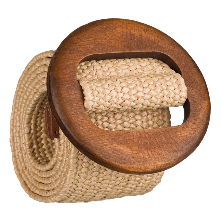 Női Bézs Rugalmas Öv Fa csattal, 100x5cm - Egy Méret