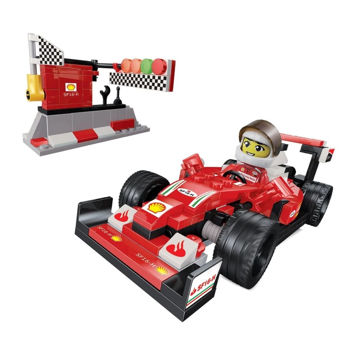 Cuburi de Constructie Masina de Curse - Robot 2 in 1 cu 1 Figurina (262 de piese)