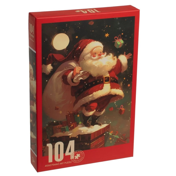 Mikulás a kandallóban karácsonyi puzzle (104 darab)