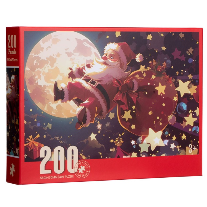 Karácsonyi puzzle Mikulással az égen (200 darab)