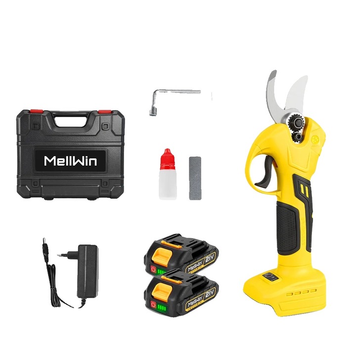 Foarfeci de gradinarit, 2X set acumulatori, motor fara perii, taiere pana la 30 mm, deschidere lama 20-40 mm