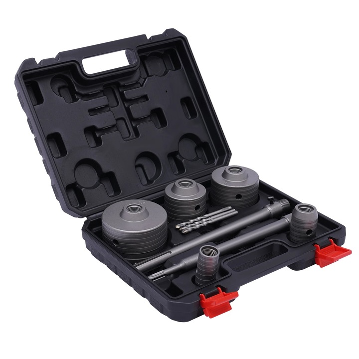 Set de burghie pentru gaurit, 9 piese, negru