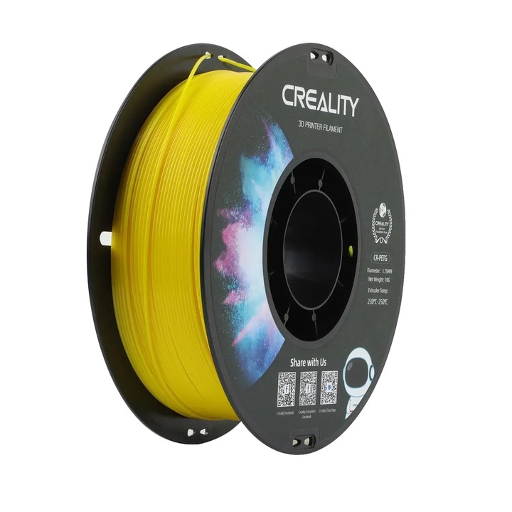 Filament 3D, PETG, 1.75mm, sárga, 1KG