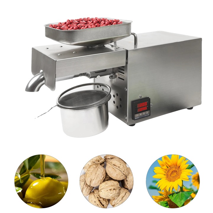 Presa de ulei, 220V, 610W, otel inoxidabil 304, 45x18x30.5cm, extractie ulei pana la 45%