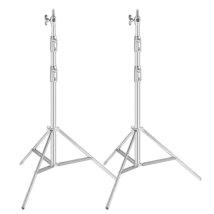 Trepied, inaltime ajustabila, 2.8M, set 2 bucati, otel inoxidabil, 93x290cm