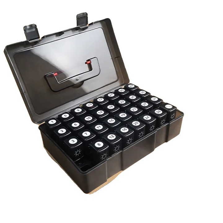 Organizator de pastile, 32 sloturi, design compact, negru