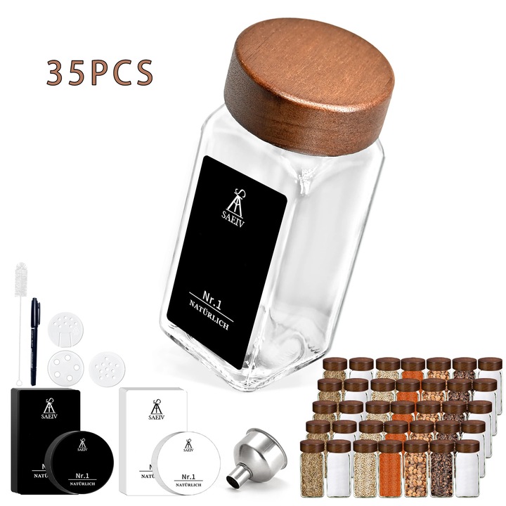 Буркан Saeiv, от екологично стъкло, 120 мл, комплект от 35 броя