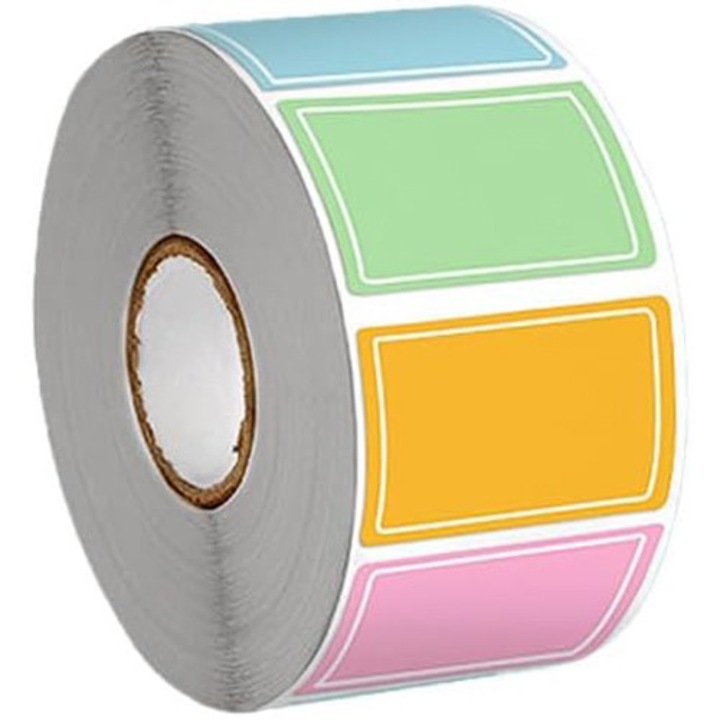 Etichete autoadezive multicolore, 800 buc/rola, aplicare manuala, dreptunghiulare