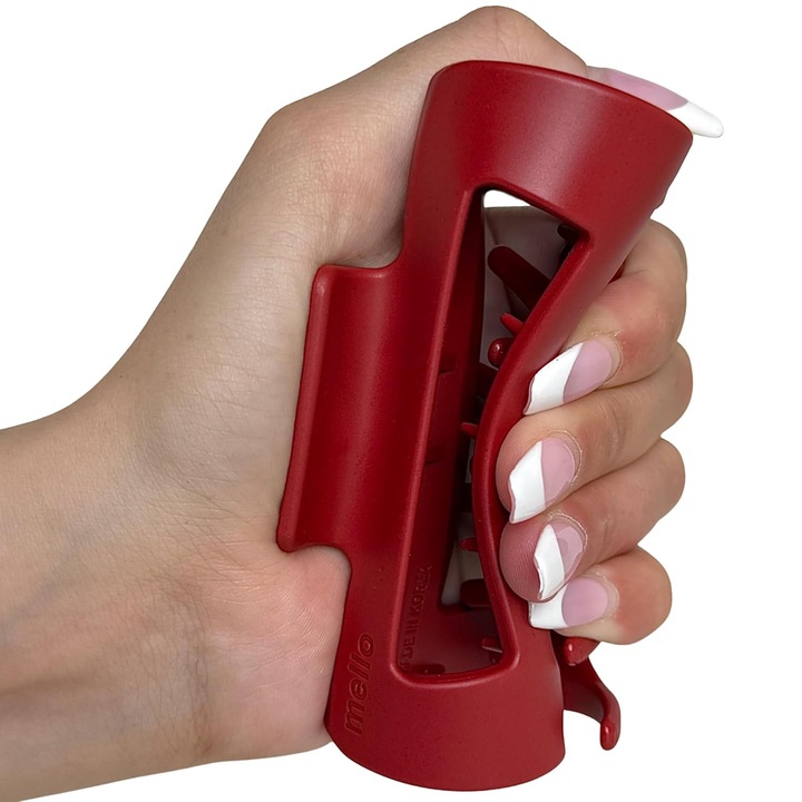 Clama de par, Lunniquee, rosu, 10,5 cm, material flexibil, aderenta ferma