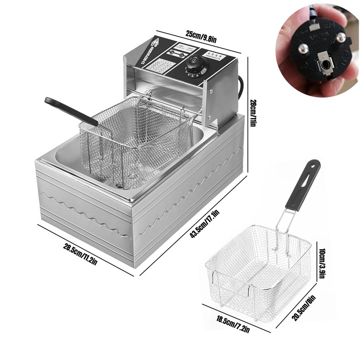 Friteuza LAFE MasterFry 1500W, 5L, 7 programe, neagră