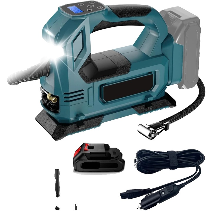 Vezeték nélküli elektromos pumpa, 130 PSI, kettős tápellátás, 1 akkumulátorral, 60 cm