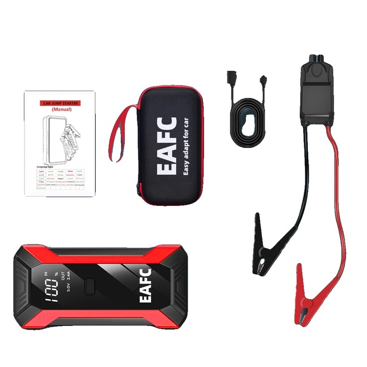 Redresor auto, 2000A, portabil, USB, 8000-10000 mAh, 12V