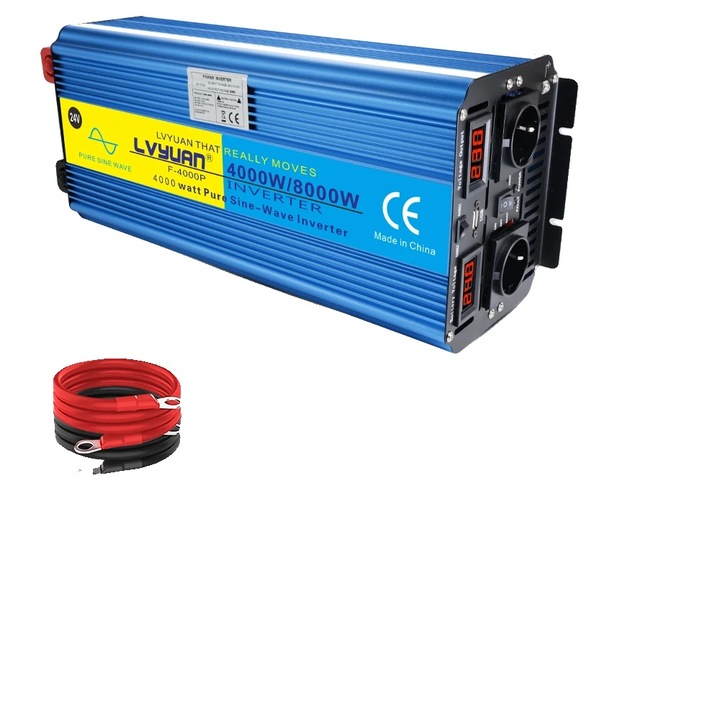 Inverter auto, 8000W, 24V, unda sinusoidala pura, compatibilitate versatila